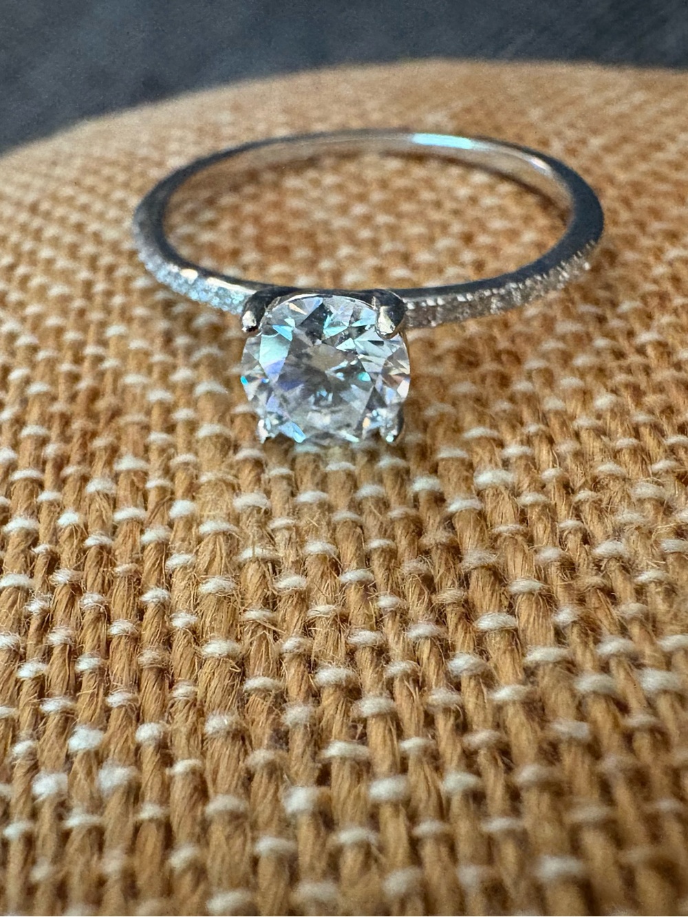 Solid Sterling Silver .80 Carat VVSD Moissanite Ring Size 9